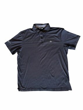 Travis Mathew Men's Charcoal Black Polo with Subtle Stripe Accent size XL